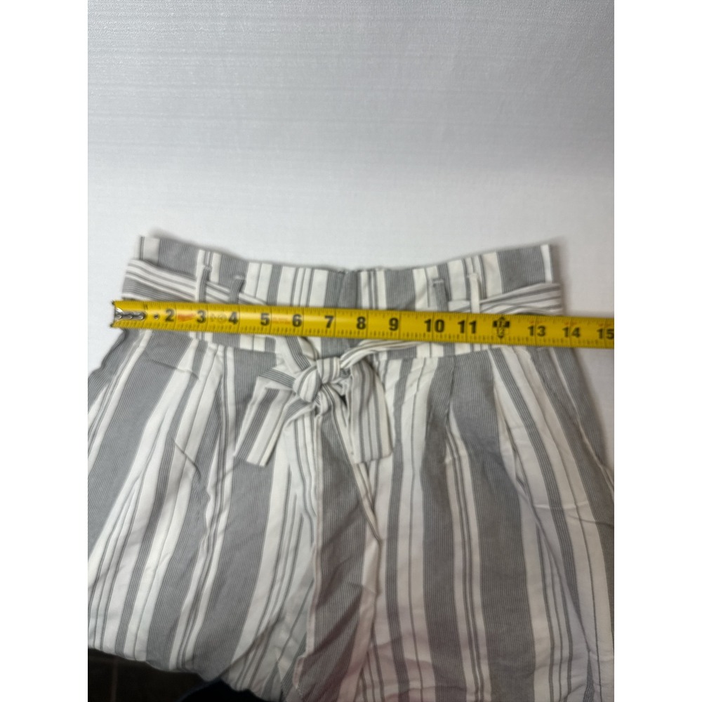 American Eagle Striped Paperbag Waist Wide Leg Pants Gray White Small - Picture 2 of 8